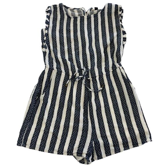 Universal Thread Romper Womens Small Blue White Stripe Coastal Boho Nautical - Picture 1 of 8
